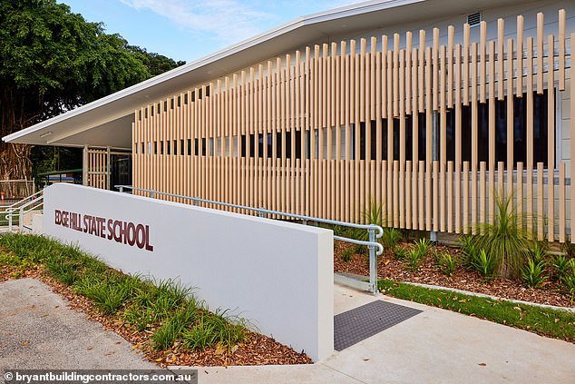 Students spent about an hour in lockdown at Edge Hill State School (pictured) before their parents were allowed to pick them up around 3 p.m.