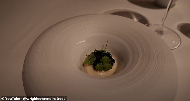 Kristen's first course consisted of a dollop of Royal Belgian caviar, served on a bed of pureed parsnips and bone marrow