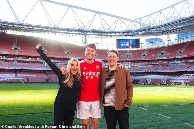 On Wednesday, Roman struggled to hold back tears as his fellow Capital Breakfast stars surprised him by hosting the radio show from the Emirates Stadium dressing room.