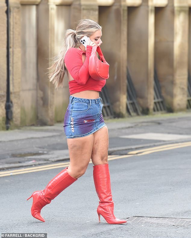 The reality personality, 24, was pictured giggling on the phone when she returned the next morning after being spotted getting cozy with Adam Maxted at the event.