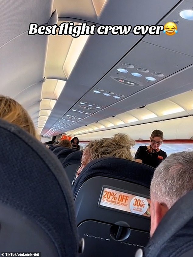 1711634823 894 Stewardess lets passengers down with hilarious pre flight banter as he