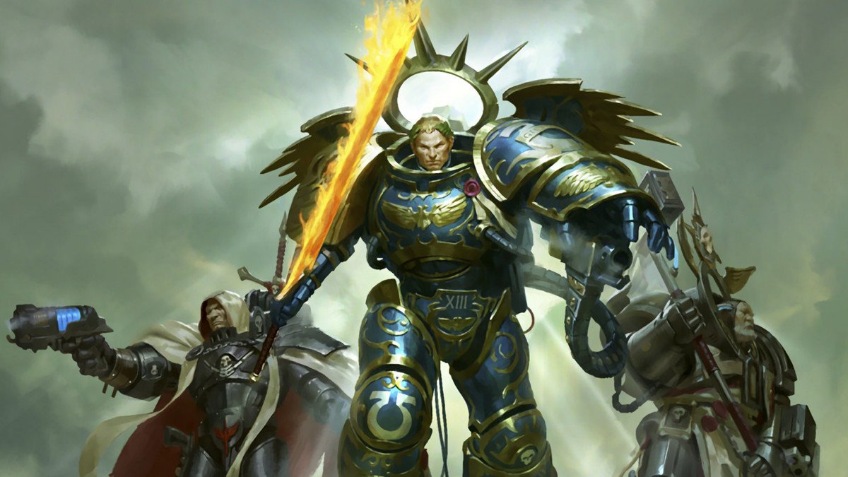 Warhammer 40,000 - Roboute Guilliman, the Primarch of the Ultramarines, leads soldiers of the Imperium into battle.