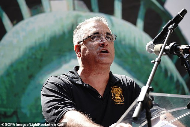 SBA President Vincent Vallelong (pictured) has scathingly blasted anti-police politicians in New York as he warned them to 'stay home' rather than pay 'hollow' tributes to Diller