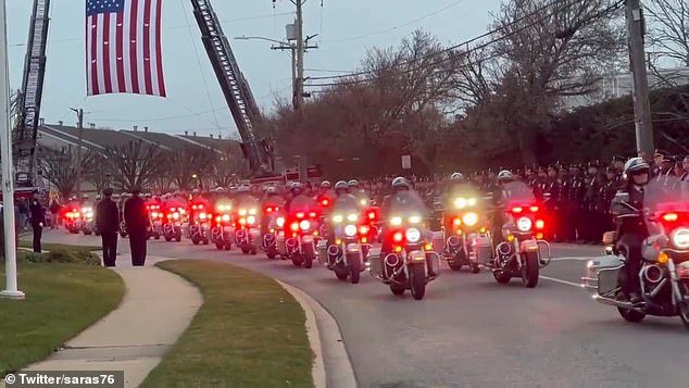 Hundreds of officers also lined the streets as Diller's body was taken to the Massapequa Funeral Home on Wednesday.