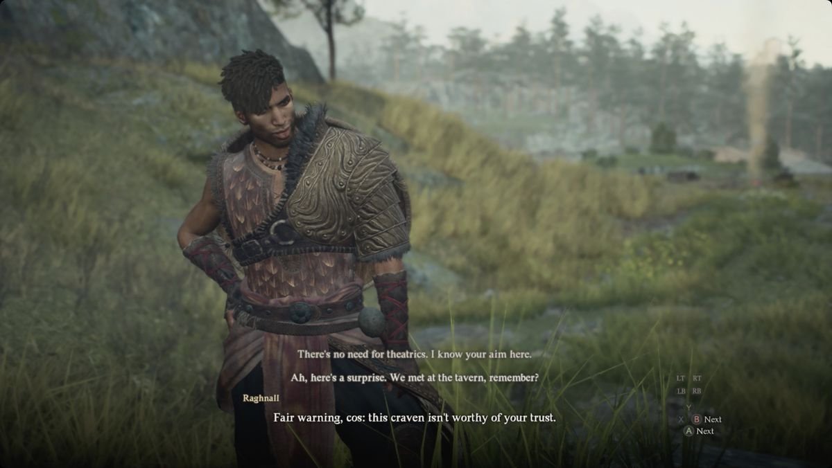 Dragon's Dogma 2 Raghnall during the tensions of the High Road mission