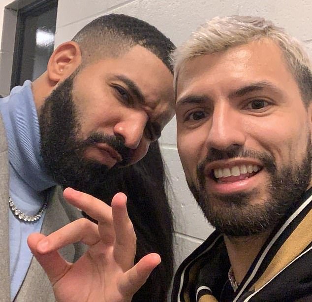 Former Manchester City and Barcelona striker Sergio Aguero (right) met Drake in Manchester in 2019