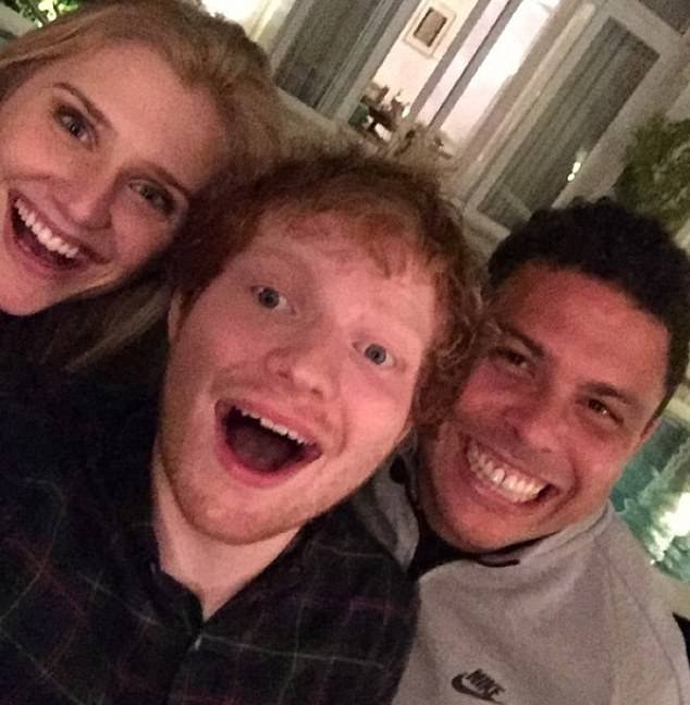 Ed Sheeran (center) was star struck when he discovered Ronaldo (right) was a fan of his music
