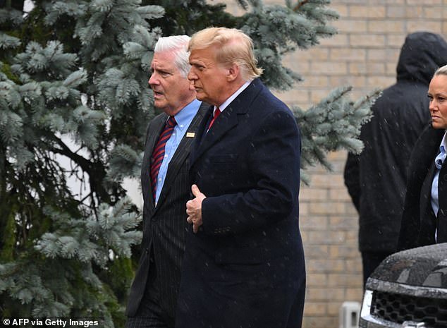 Former President Donald Trump was spotted arriving at a funeral home on Long Island on Thursday to attend the wake of NYPD officer Jonathan Diller
