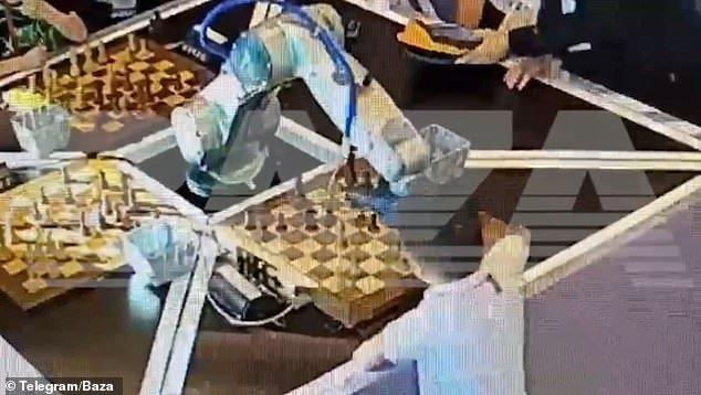 A chess robot (pictured) broke a child's finger during an international tournament in Moscow last July, with the incident captured on CCTV footage