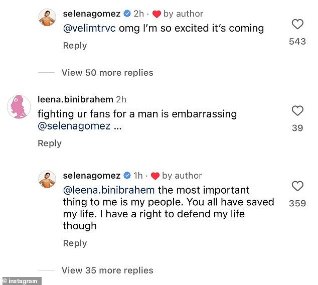 After she shared her hug photo with Benny, Selena's fans criticized her - for his previous comments towards her