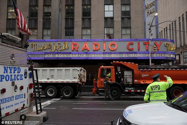 Joe Biden, Barack Obama and Bill Clinton will take part in a fundraiser at Radio City Music Hall (above) that will raise $25 million