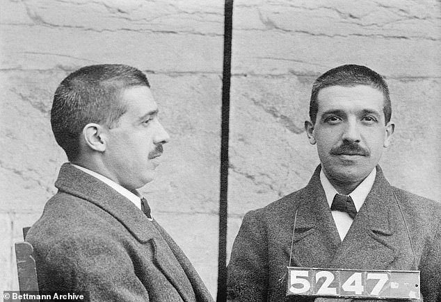 Ponzi was jailed for mail fraud and served a 14-year sentence