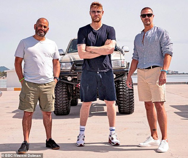 Filming of the latest series of Top Gear was suspended after the crash (pictured: Freddie with co-presenters Chris Harris, left, and Paddy McGuinness, right)
