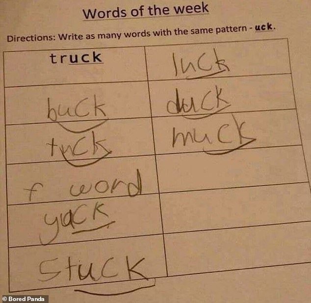 Oops!  This kid's homework probably made the teacher say 