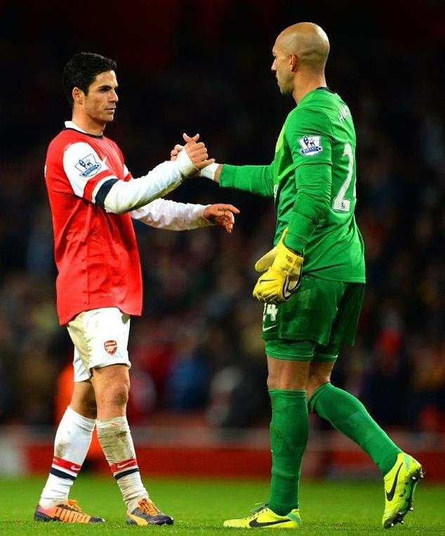 The former teammates shook hands after a clash between Arsenal and Everton in 2013