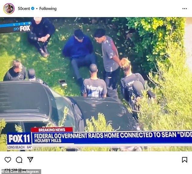 50 Cent led the first wave of stars reacting to the news that Diddy's homes were being raided by federal agents, sharing a photo of the raid taking place