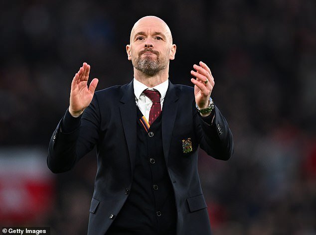 Southgate is rumored to replace Erik ten Hag (above) but has dismissed speculation