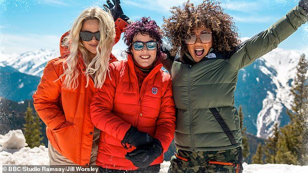 The 2002 series, which was also presented by Ruby Wax (C), followed the trio as they followed the footsteps of Victorian explorer Isabella Bird through the Rocky Mountains.