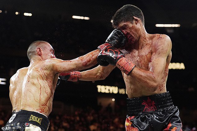 Both fighters were covered in blood for most of Sunday's match