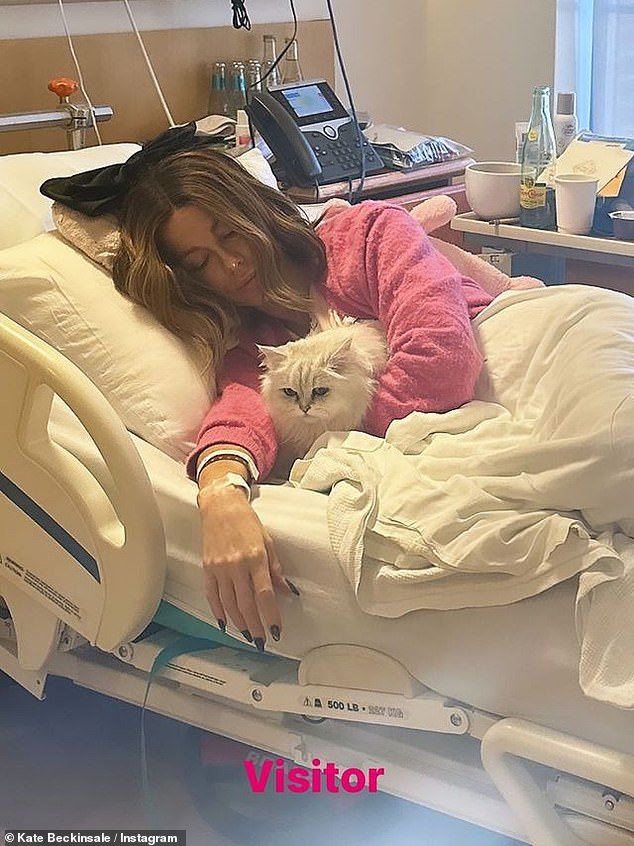She has kept fans updated with photos of her hospital stay but has not revealed the reason for the long stint in the medical center