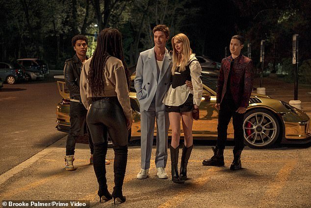 One of his co-stars on the Amazon Prime superhero series, Patrick Schwarzenegger, led the tribute to the star (pictured with Chance in Gen V)
