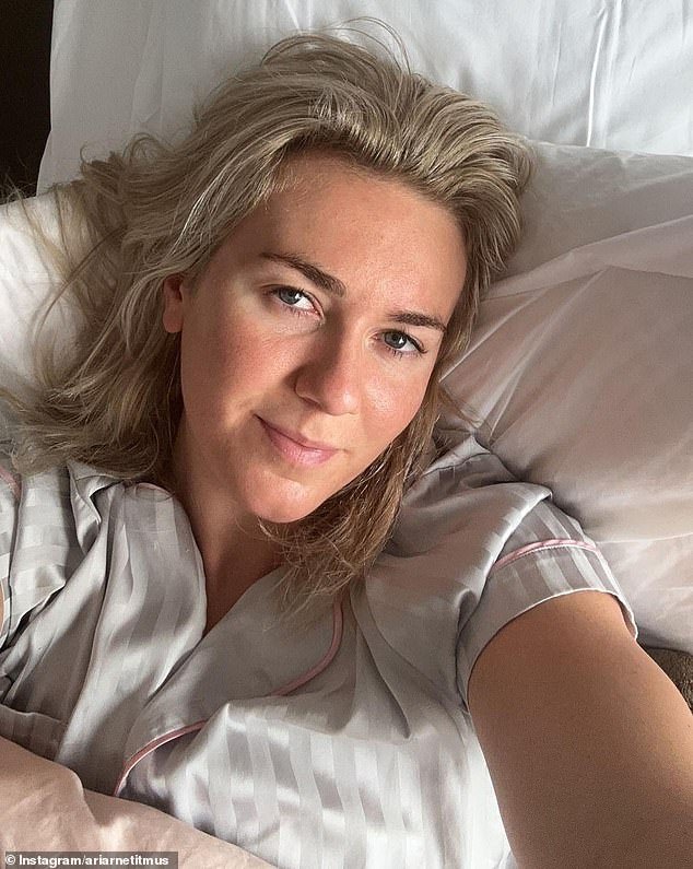 Ariarne Titmus posted this photo from the hospital as she underwent surgery to remove tumors after a hip injury