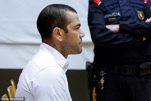 Former Barcelona defender Dani Alves was sentenced last month to four years and six months in prison after being found guilty of rape
