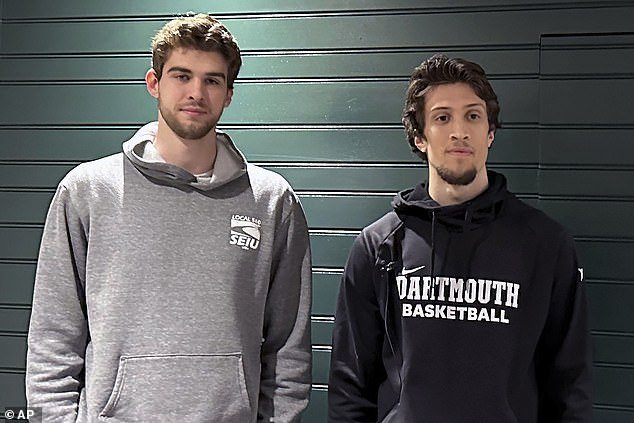Dartmouth basketball players Cade Haskins (left) and Romeo Myrthil are seen Tuesday