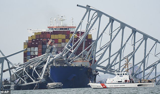 Multiple alarms sounded aboard the doomed Dali freighter in the minutes before it collided with Baltimore's Key Bridge (photo the morning after Tuesday's impact)