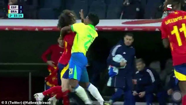 Brazilian wonderkid Endrick was involved in an off-the-ball clash with Marc Cucurella