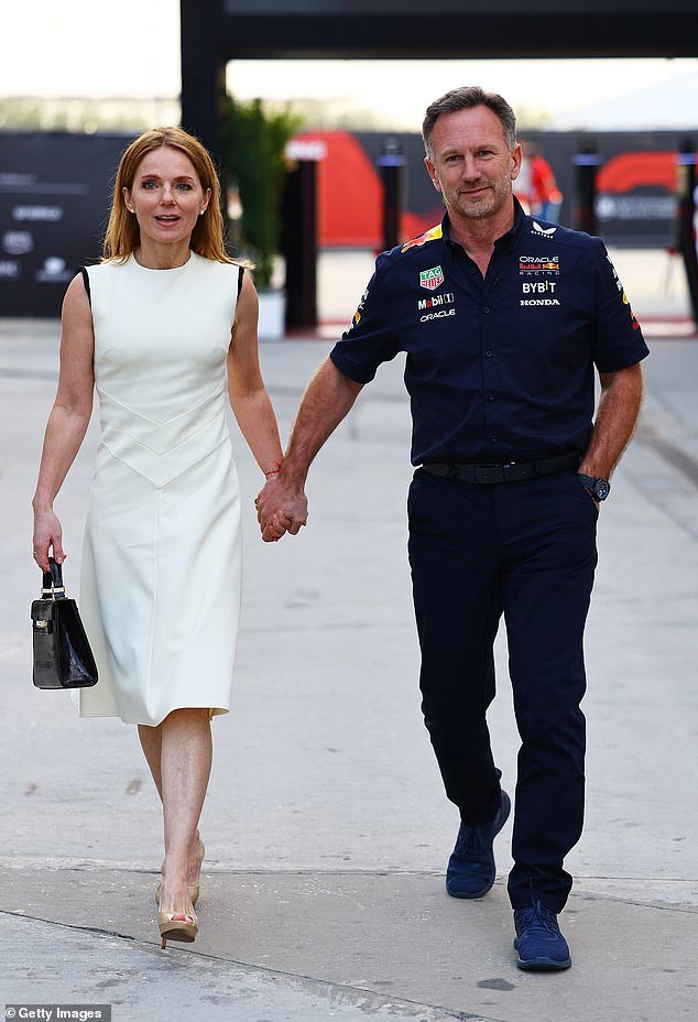The former Spice Girl arrived hand in hand with the Red Bull team boss ahead of the Grand Prix