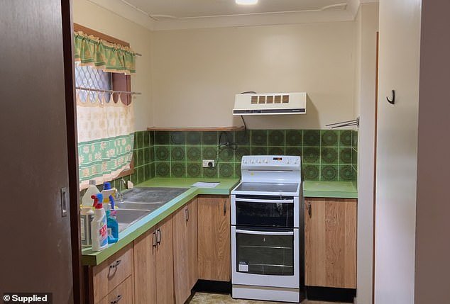 The original house had an outdated green kitchen