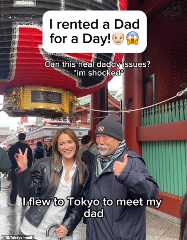 Tyen Rasif (left) traveled from Singapore to Tokyo to spend the day with a hired father figure, Mr Notori (right)