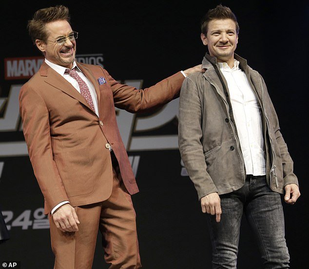 Renner further stated that Downey Jr.  also tried to keep his spirits up by humorously commenting on his appearance as he worked through 