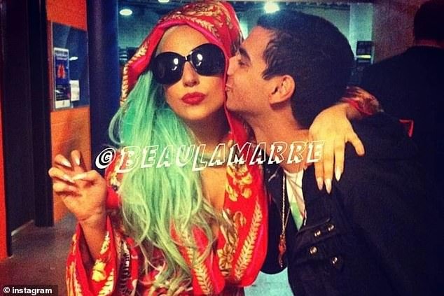 Beau Lamarre-Condon is pictured with Lady Gaga backstage after one of her performances