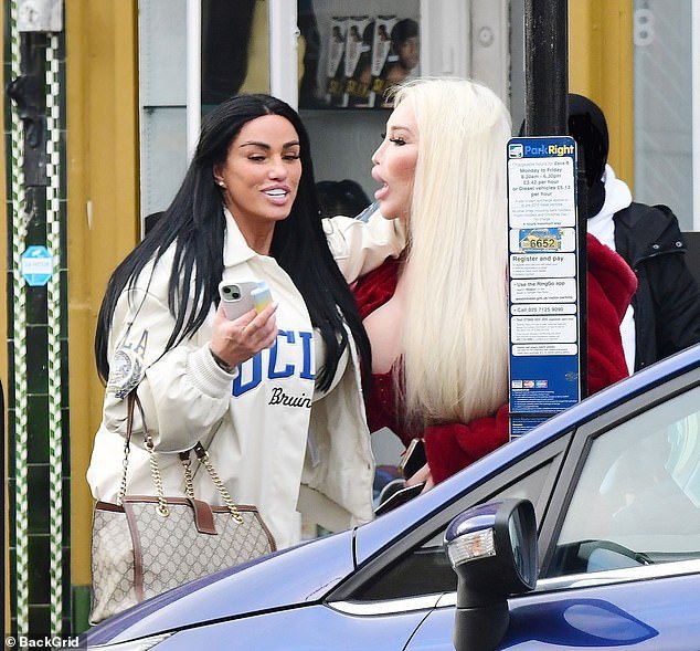 Jessica Alves showed off every inch of her surgically enhanced assets as she left a hair salon with long-term girlfriend Katie Price on Friday