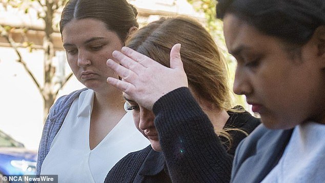Jessica Glennie shielded her face as she left court flanked by loved ones after she was given a community corrections order