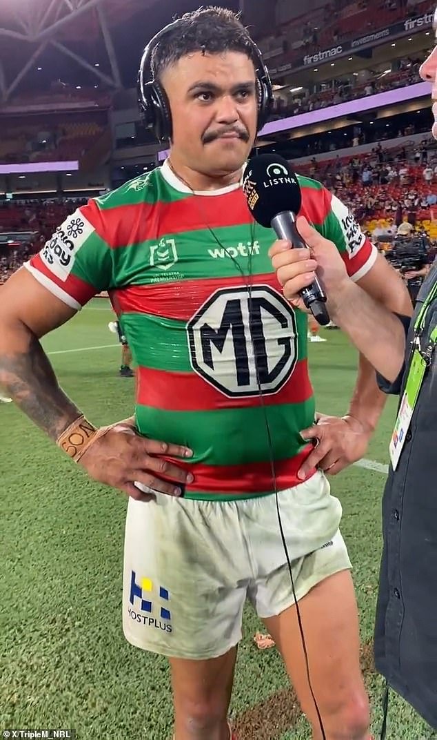 Rabbitohs fullback Latrell Mitchell is likely to receive a call from the NRL after swearing multiple times on live radio following his team's defeat to the Broncos on Thursday