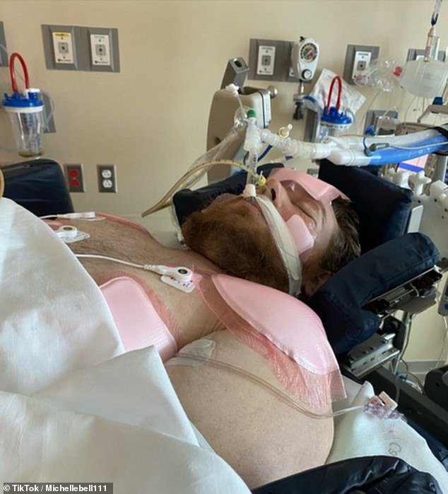 To help his lungs heal, Steven was strapped to a specialized hospital bed that rotates – a rotobed ​​– and flipped over 