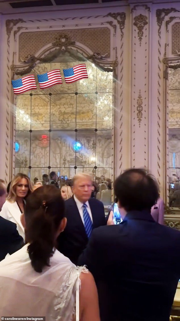 Melania Trump was spotted with her husband Donald on Friday evening for a formal dinner at Mar-a-Lago, where the former president hosted Hungarian Prime Minister Viktor Orbán