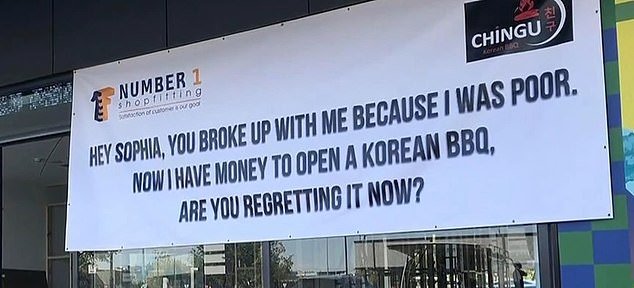 A Melbourne restaurant owner has plastered a cheeky sign in front of his soon-to-open location in Caroline Springs