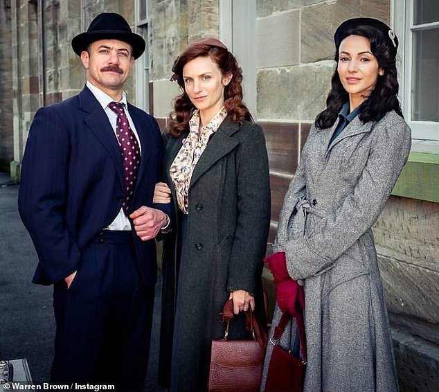 Michelle is pictured with her co-stars Faye Marsay, who plays Annie, and Warren Brown, who plays Terry