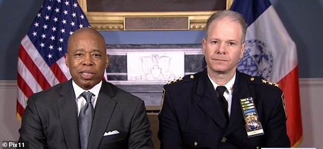 New York Mayor Eric Adams (pictured with NYPD Transit Chief Michael Kemper) said he's 'not happy' with the state of subway crime as he cracks down