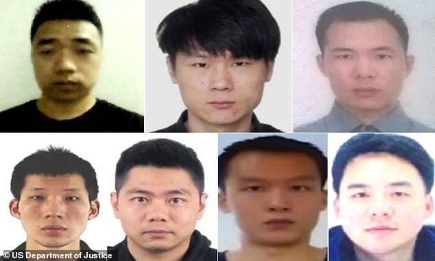 The hackers: (from top left to right), Ni Gaobin, Weng Ming, Cheng Feng, (from bottom left to right) Peng Yaowen, Sun Xiaohui, Xiong Wang and Zhao Guangzong