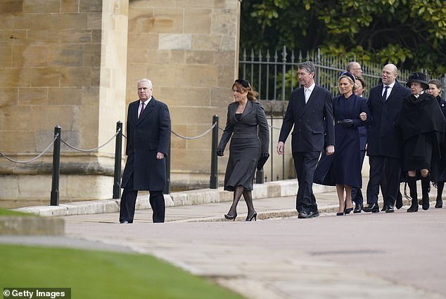 Prince Andrew was seen joining senior members of the royal family at a thanksgiving service at Windsor Castle for the late King Constantine of Greece last month