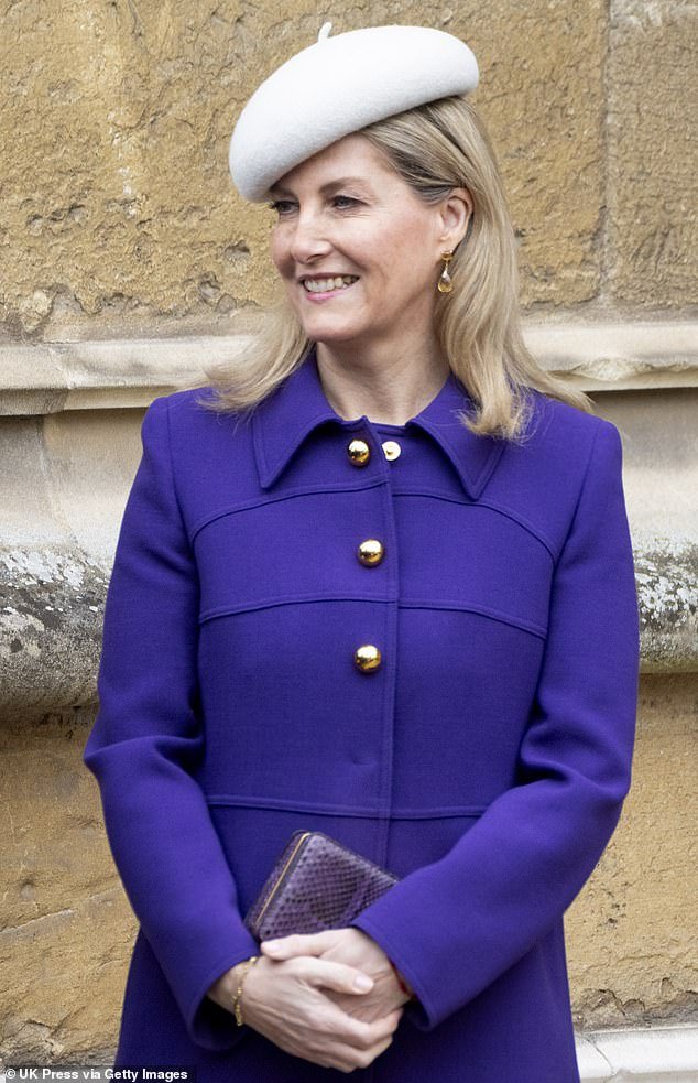 Sophie smiled as she arrived at the castle with her sister-in-law, Princess Anne and Fergie