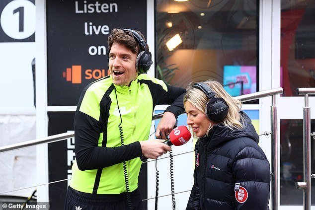 Her colleagues kept her upbeat, with Craig David and Greg James (pictured) sharing their words of encouragement to the former singer