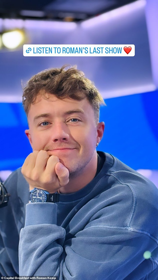 Roman Kemp thanked his listeners for 'saving his life' during his battle with depression as he presented his final show on Capital Breakfast on Thursday