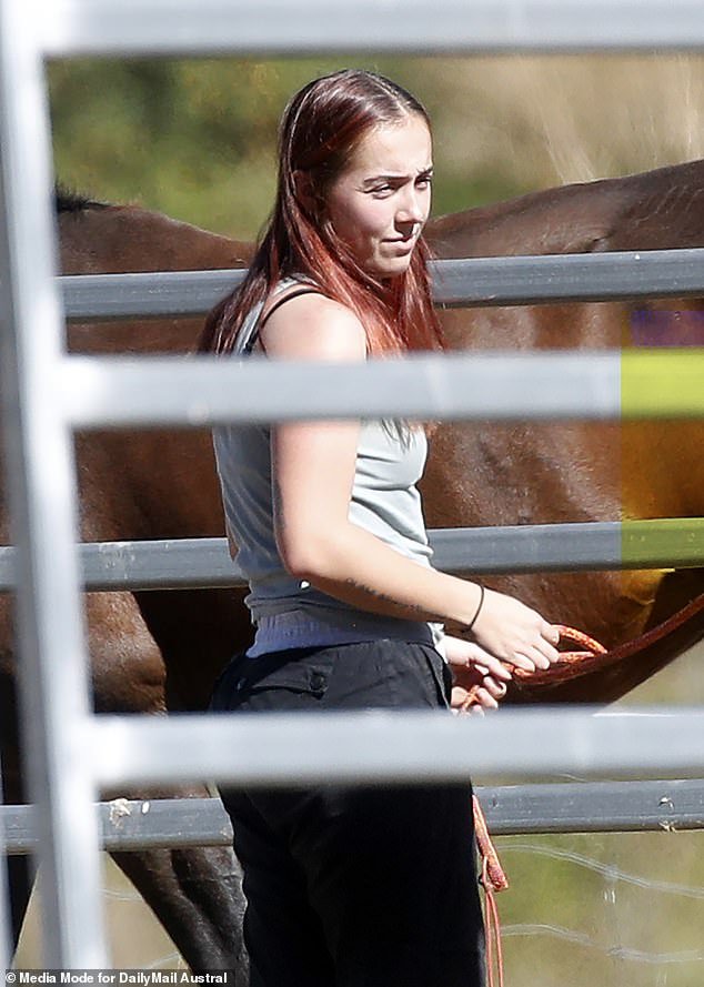 Mrs Harbor was seen caring for horses on her family's estate on Friday