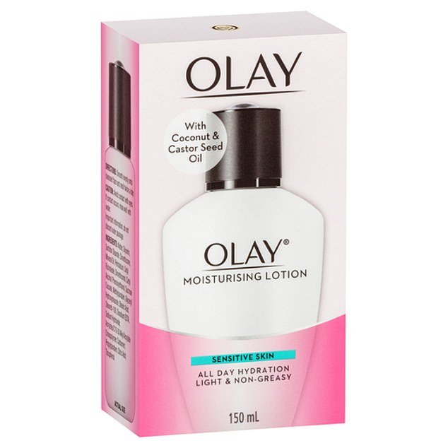 Olay's Sensitive Moisturizing Lotion ($8 on sale now, usually $16) has recently seen a resurgence